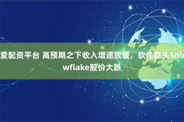 爱配资平台 高预期之下收入增速放缓，软件巨头Snowflake股价大跌