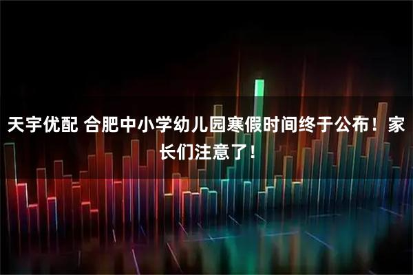 天宇优配 合肥中小学幼儿园寒假时间终于公布！家长们注意了！
