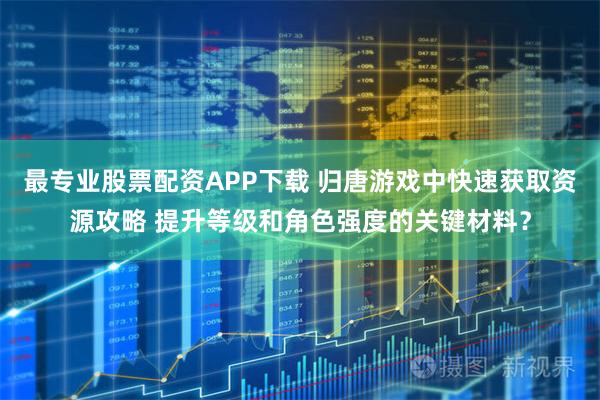 最专业股票配资APP下载 归唐游戏中快速获取资源攻略 提升等级和角色强度的关键材料？